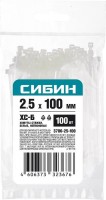 Хомуты-стяжки СИБИН ХС-Б нейлоновые белые 2.5 х 100мм, 100 шт. 3786-25-100