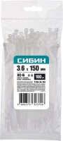 Хомуты-стяжки СИБИН ХС-Б нейлоновые белые 3.6 х 150мм, 100 шт. 3786-36-150