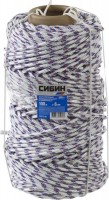 Полипропиленовый фал СИБИН 16-прядный d=6мм, 100м, плетёный с сердечником, 50215-06
