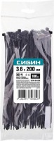 Хомуты-стяжки СИБИН ХС-Ч нейлоновые черные 3.6 х 200мм, 100 шт. 3788-36-200