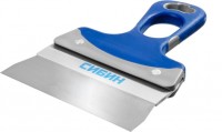 Фасадный усиленный нержавеющий шпатель СИБИН 150мм, алюминиевая направляющая, двухкомпонентная пластиковая ручка 10085-15