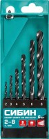  Набор сверл по металлу СИБИН 6шт (2-8мм), быстрорежущая сталь, класс В, 29610-H6