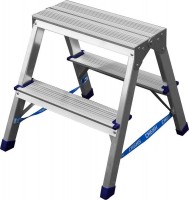 Двухсторонняя лестница-стремянка СИБИН 2 ступени, алюминиевая, 38825-02