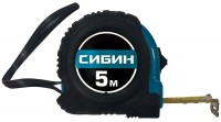 Рулетка СИБИН 5м х 19мм, обрезиненный корпус 34019-05-19