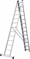 Трехсекционная лестница СИБИН 13 х 3 ступеней, алюминевая, со стабилизатором 38833-13