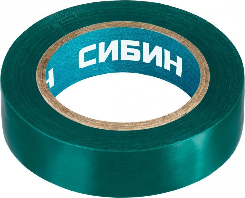Изоляционная лента СИБИН, ПВХ, зеленая, 15 мм х 10 м, 1235-4