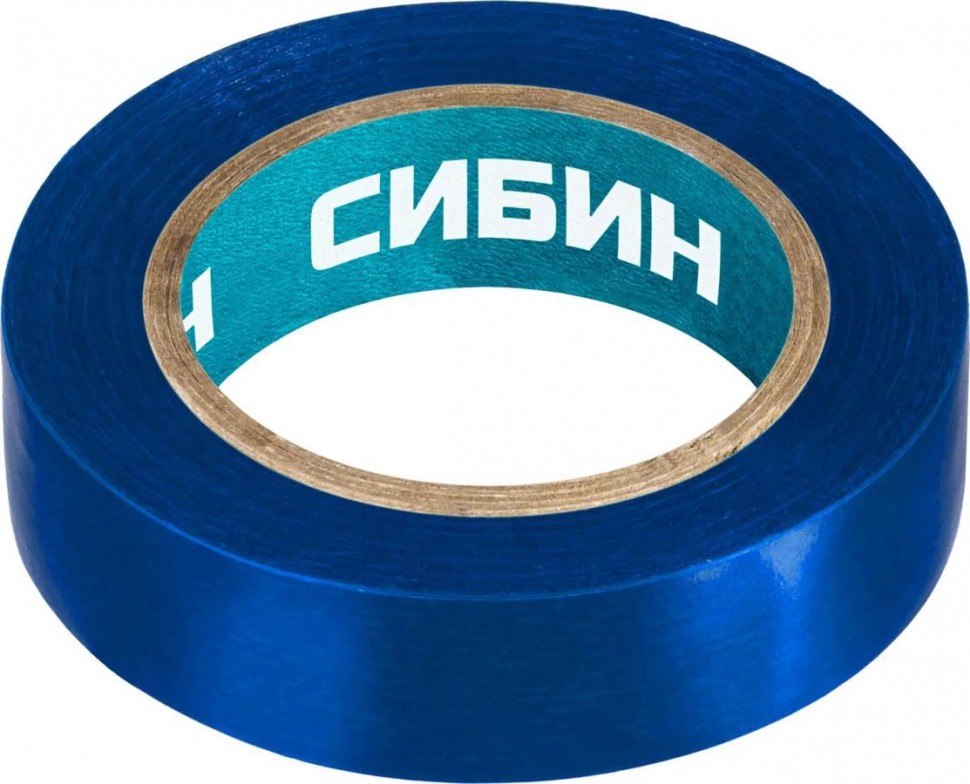 Изоляционная лента СИБИН, ПВХ, синяя, 15 мм х 10 м, 1235-7